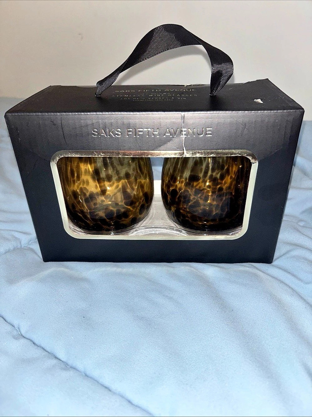 Saks Fifth Avenue Animal Print Glasses Brown & Gold